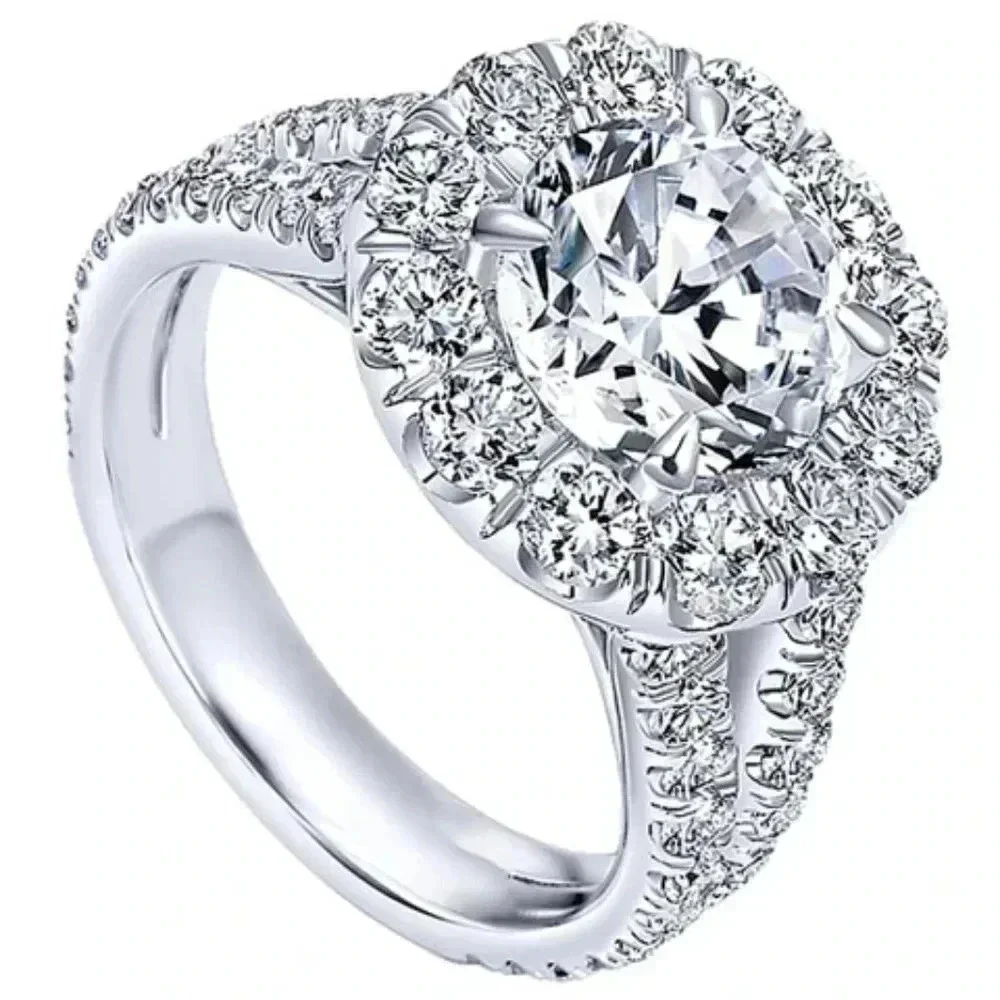 🌸Engagement Double Layer Round CZ Bridal Wedding Ring for Women, UNVN12291